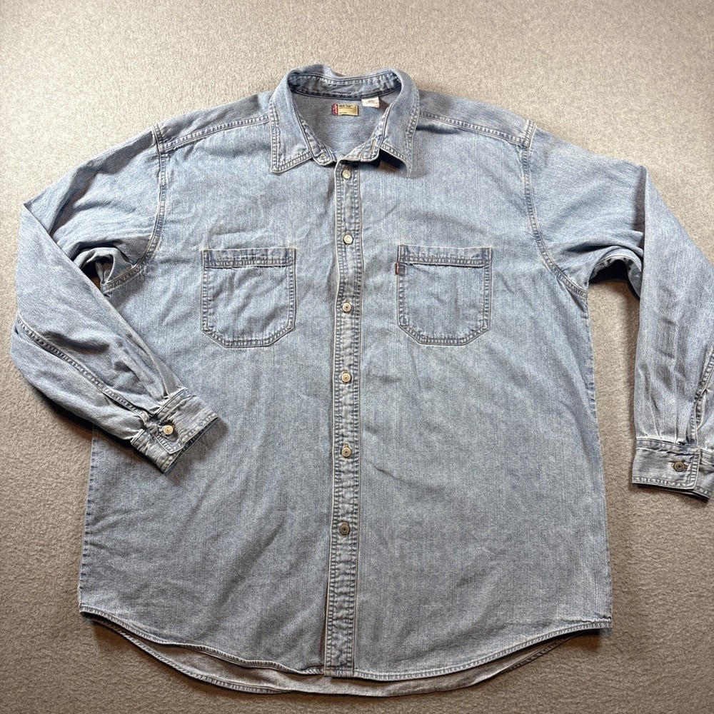 VTG LEVIS RED TAB DENIM Long Sleeve Button Up Men's XL 100% Cotton Y2K Classic